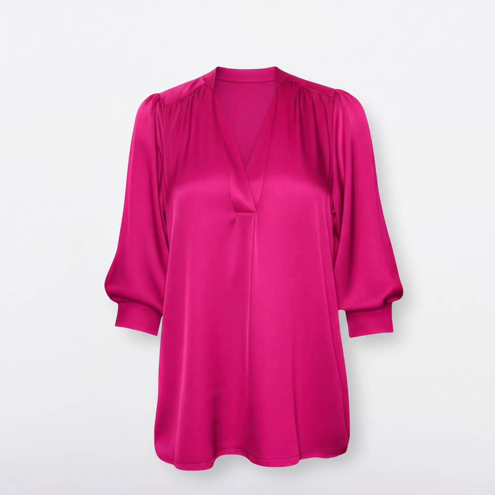 Madras ¾ Sleeve Blouse - Bougainvillea