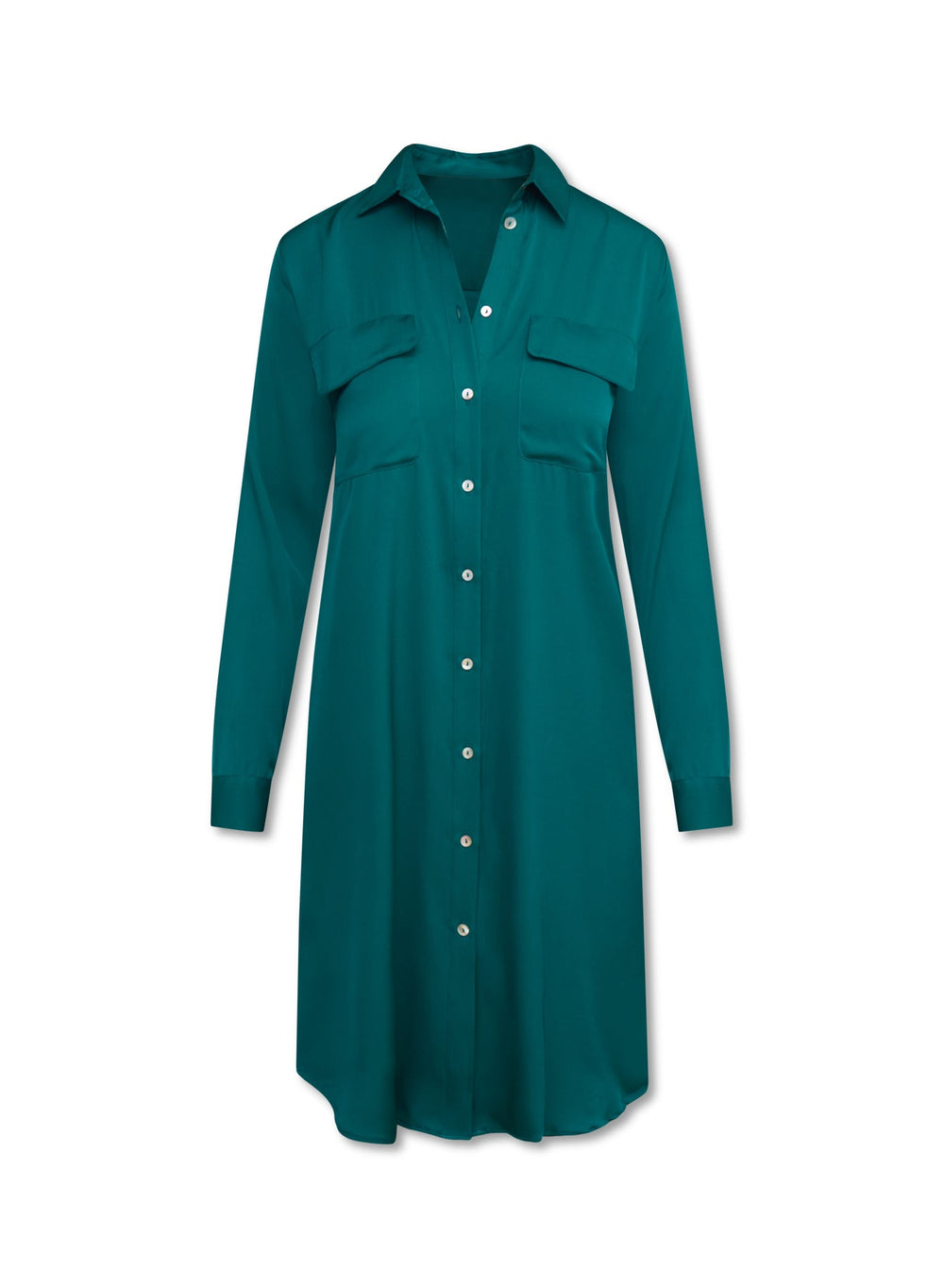 Sicily Double Pocket Shirt Dress - Forest Green