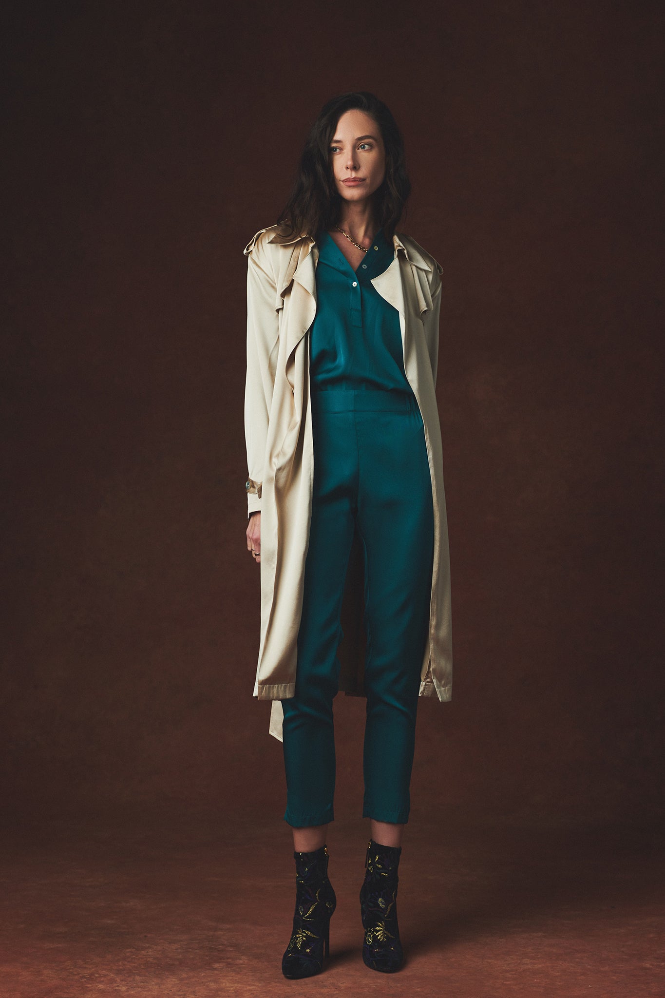 Kensington Trench Coat Chesterfield Green Size XS